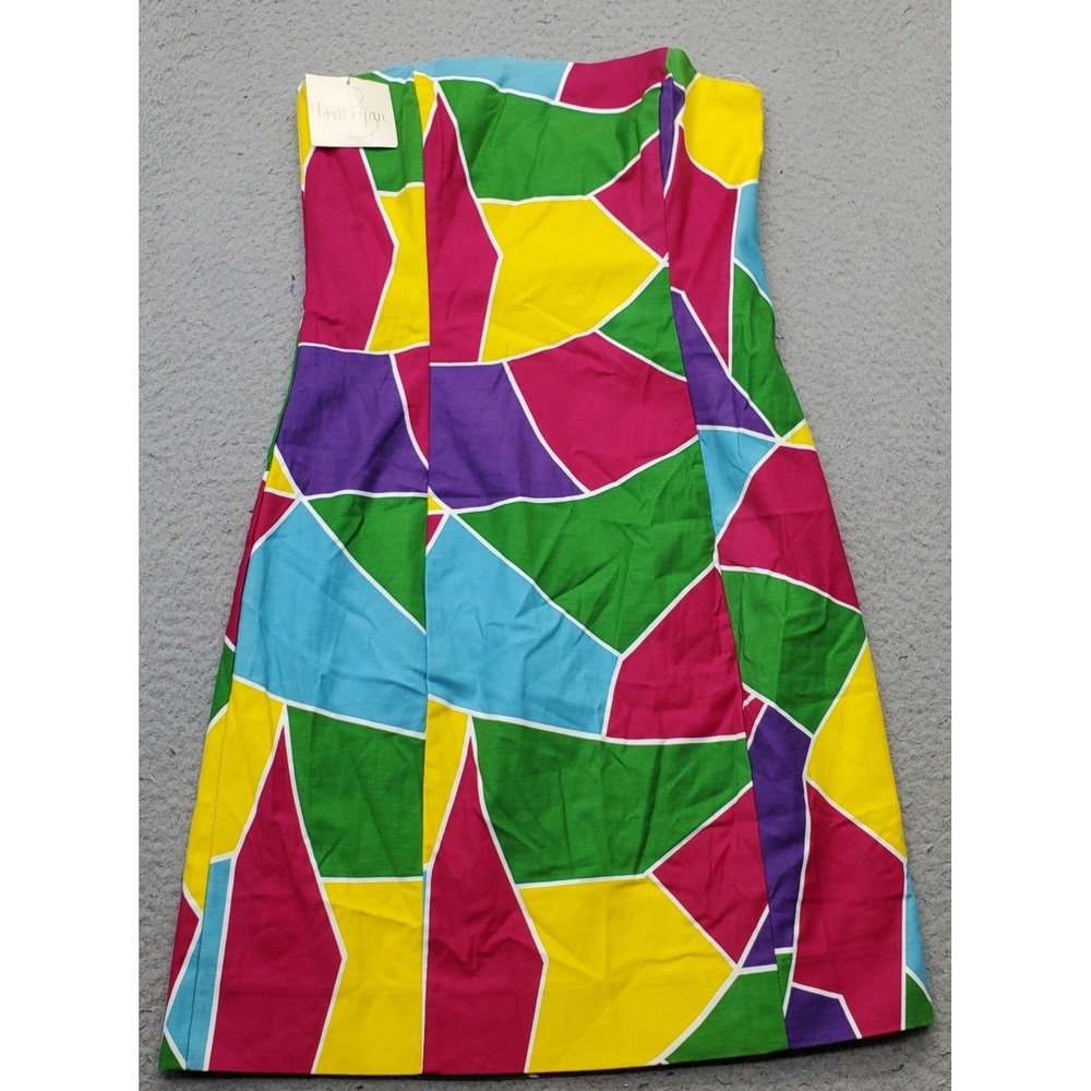 Britt Ryan Strapless Mini Dress Womens 2 Multi Pattern Off the Shoulder Back Zip